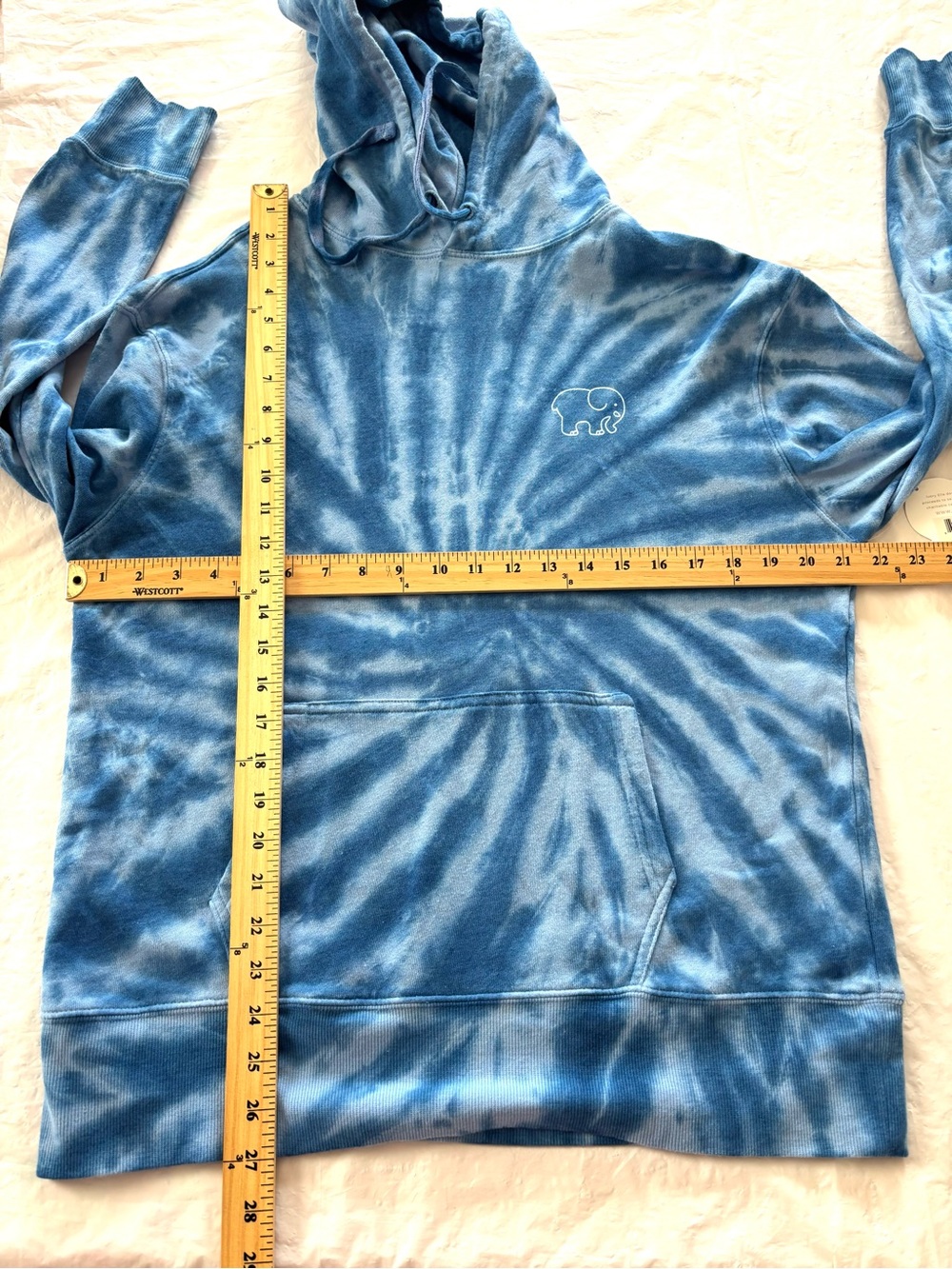 NWT Ivory Ella Blue Tie-Dye Elephant Hoodie Sweatshirt SZ S - Picture 4 of 9